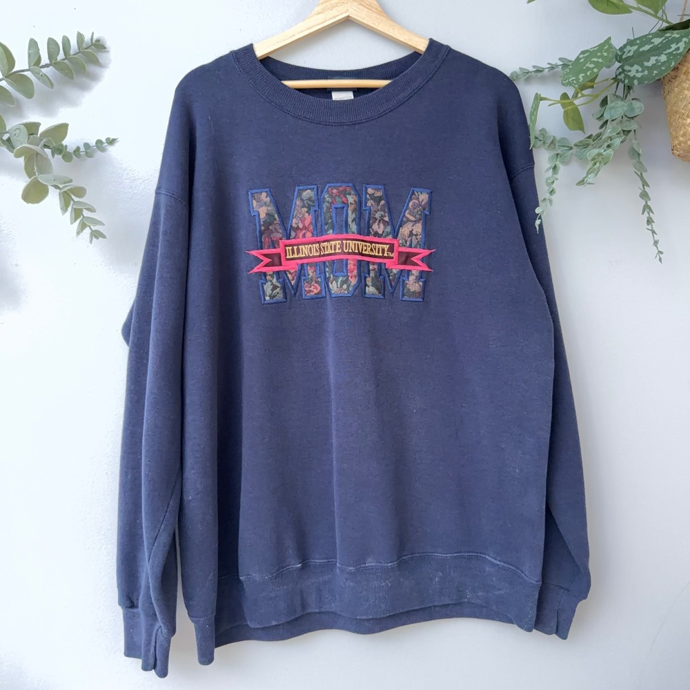 90s Vtg JanSport Sweatshirt Illinois State University Mom Navy Blue Wmns L USA
